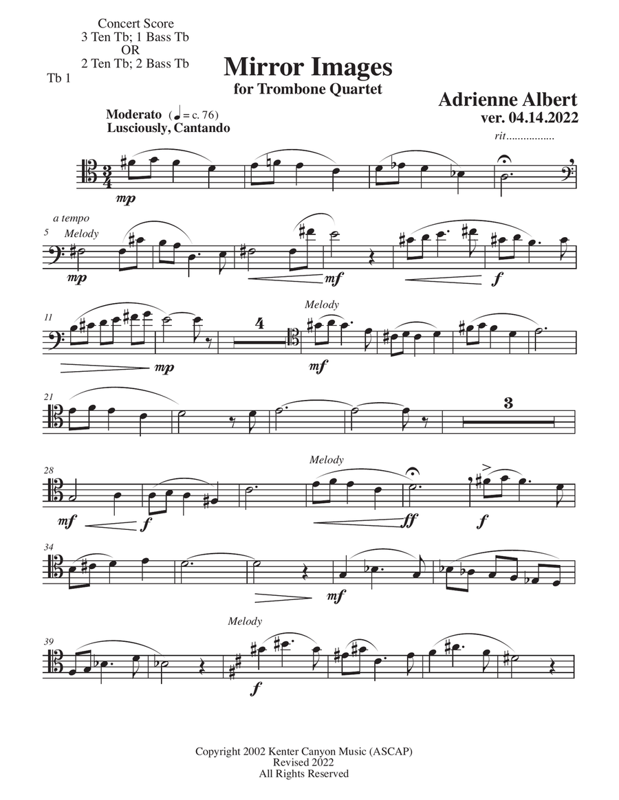 MIRROR IMAGES for Trombone Quartet Trombone Quartet scores gallery preview page 6