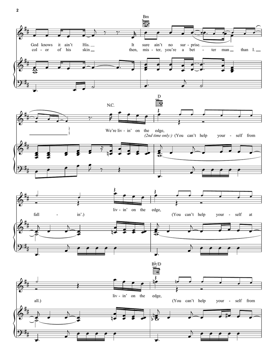 Livin' On The Edge Livin' On The Edge Piano, Vocal, Guitar scores gallery preview page 2
