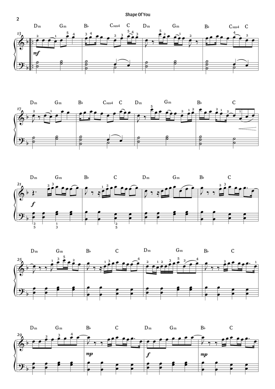 Shape Of You Easy Piano scores gallery preview page 2