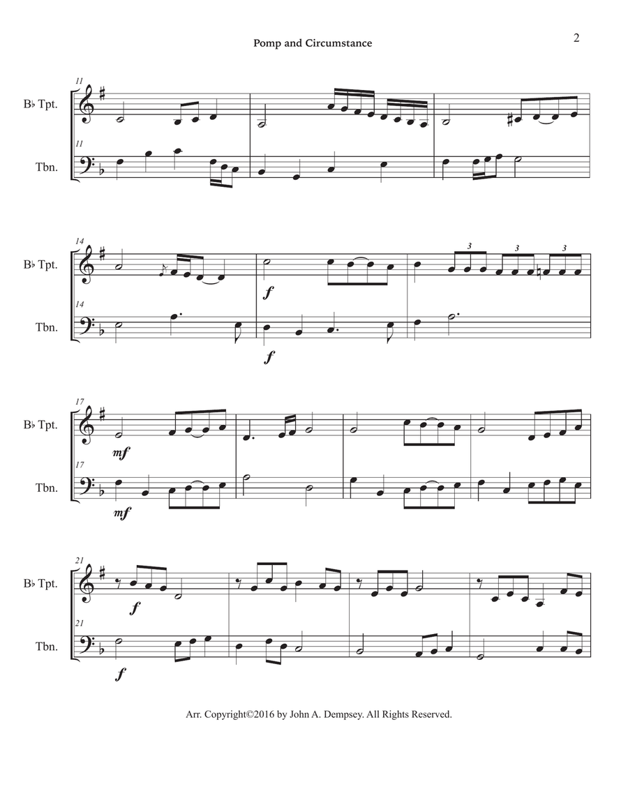 Pomp and Circumstance (Duet for Trumpet and Trombone) Brass Duet scores gallery preview page 6