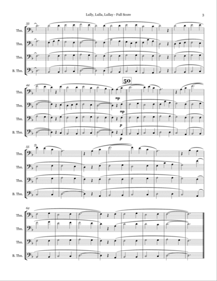 Lully Lulla Lullay - Trombone Quartet Trombone Quartet scores gallery preview page 3