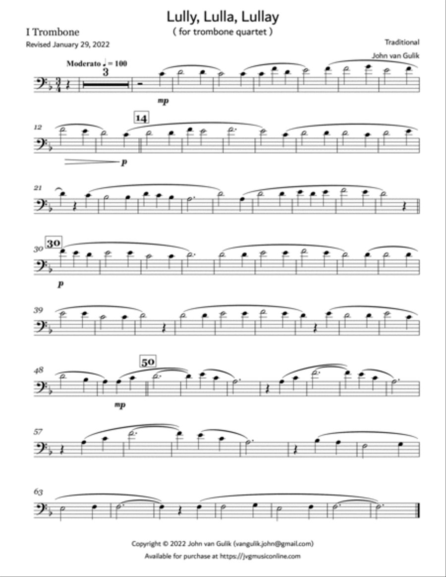 Lully Lulla Lullay - Trombone Quartet Trombone Quartet scores gallery preview page 4