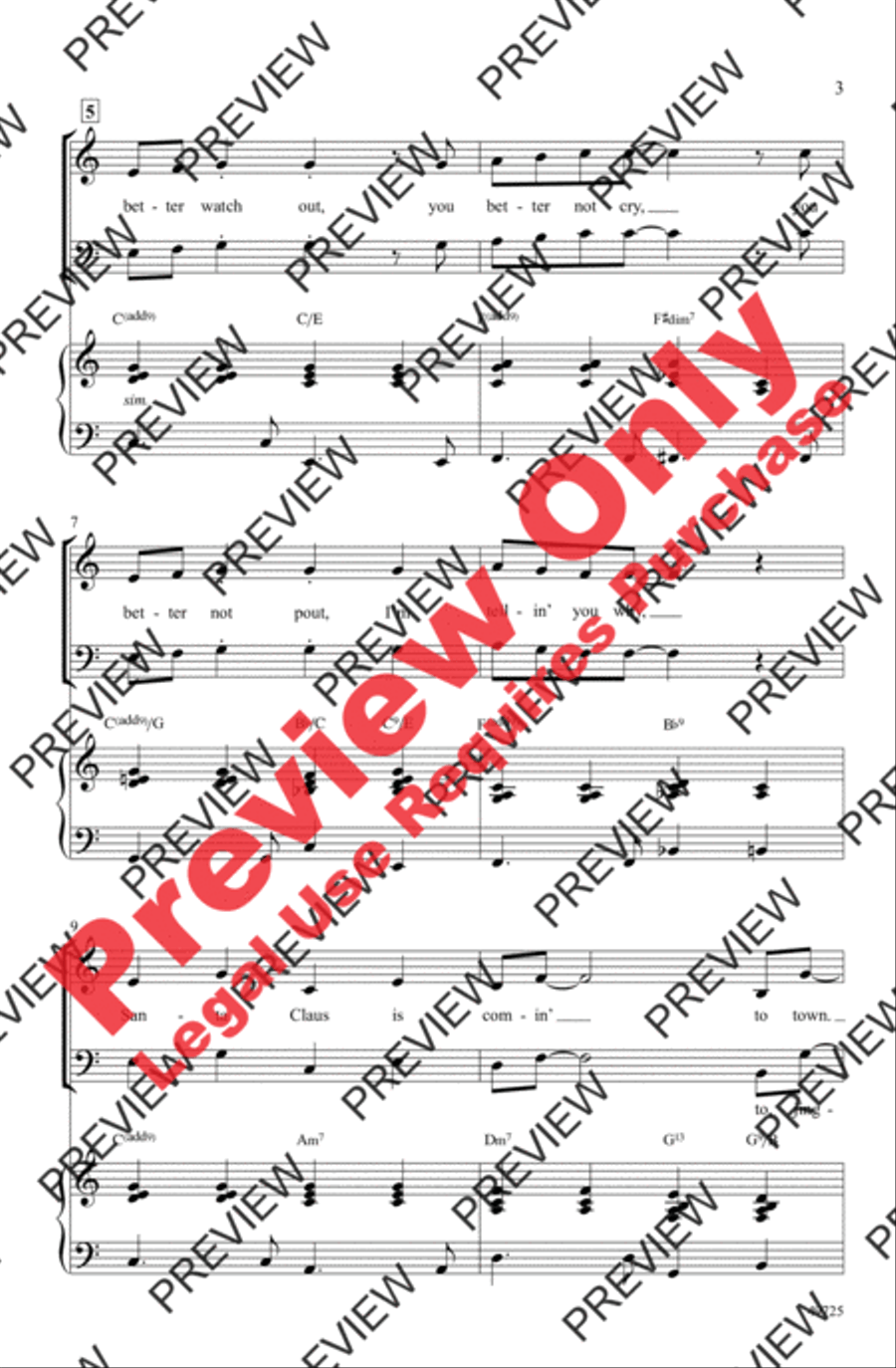 Santa Claus Is Comin' to Town 4-Part scores gallery preview page 3