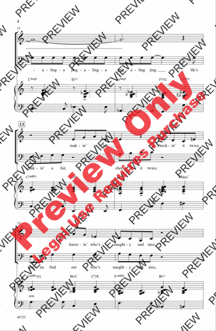 Santa Claus Is Comin' to Town 4-Part scores gallery preview page 4