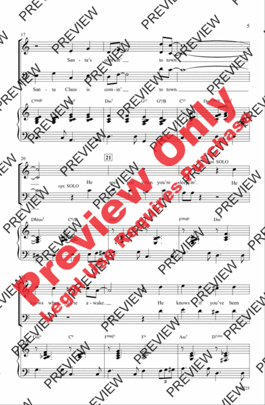 Santa Claus Is Comin' to Town 4-Part scores gallery preview page 5