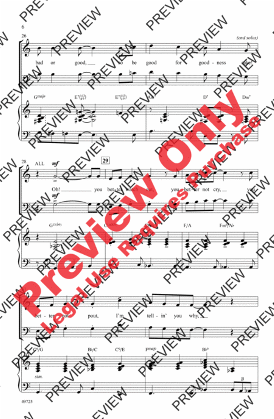 Santa Claus Is Comin' to Town 4-Part scores gallery preview page 6