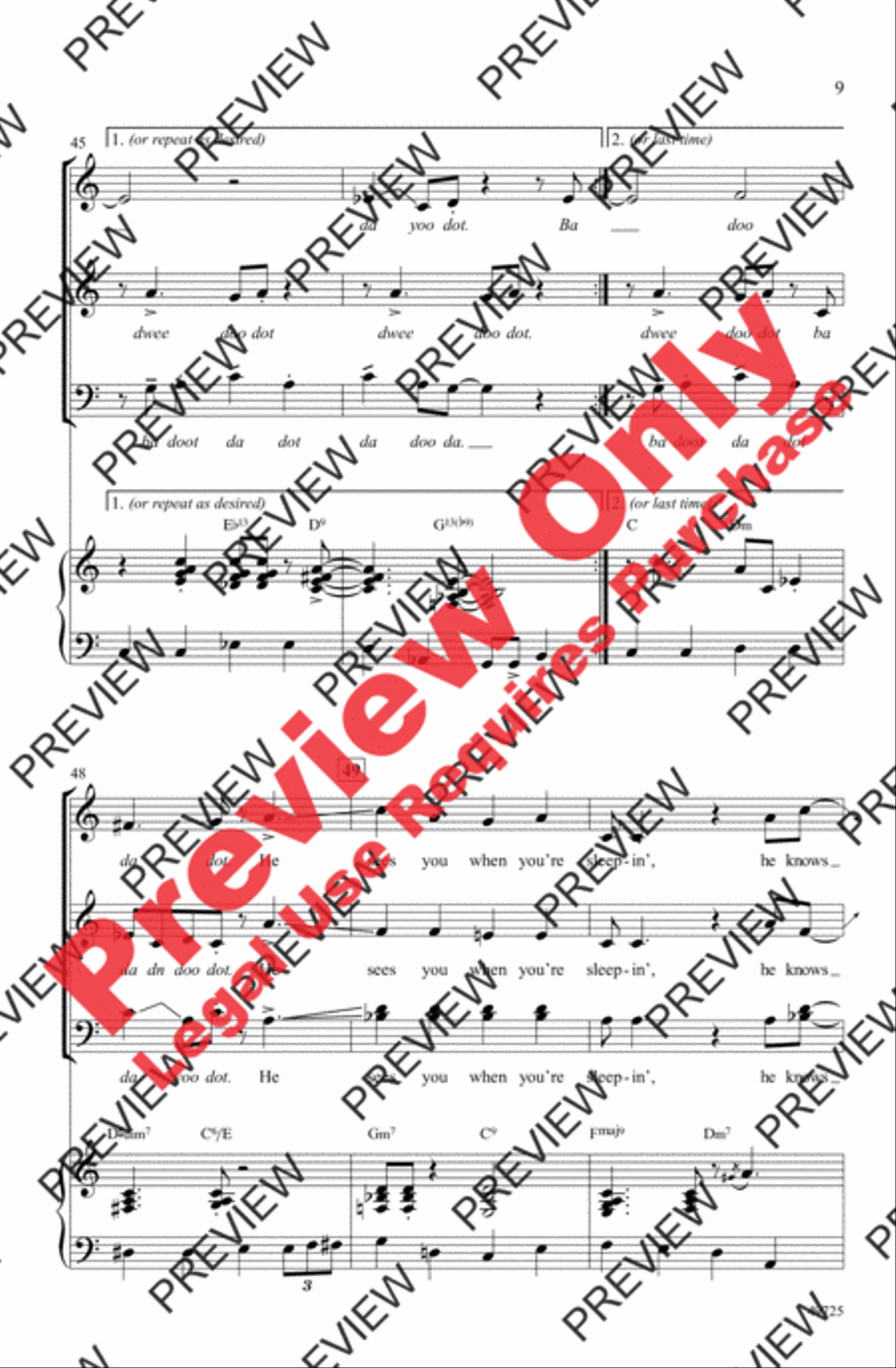 Santa Claus Is Comin' to Town 4-Part scores gallery preview page 9