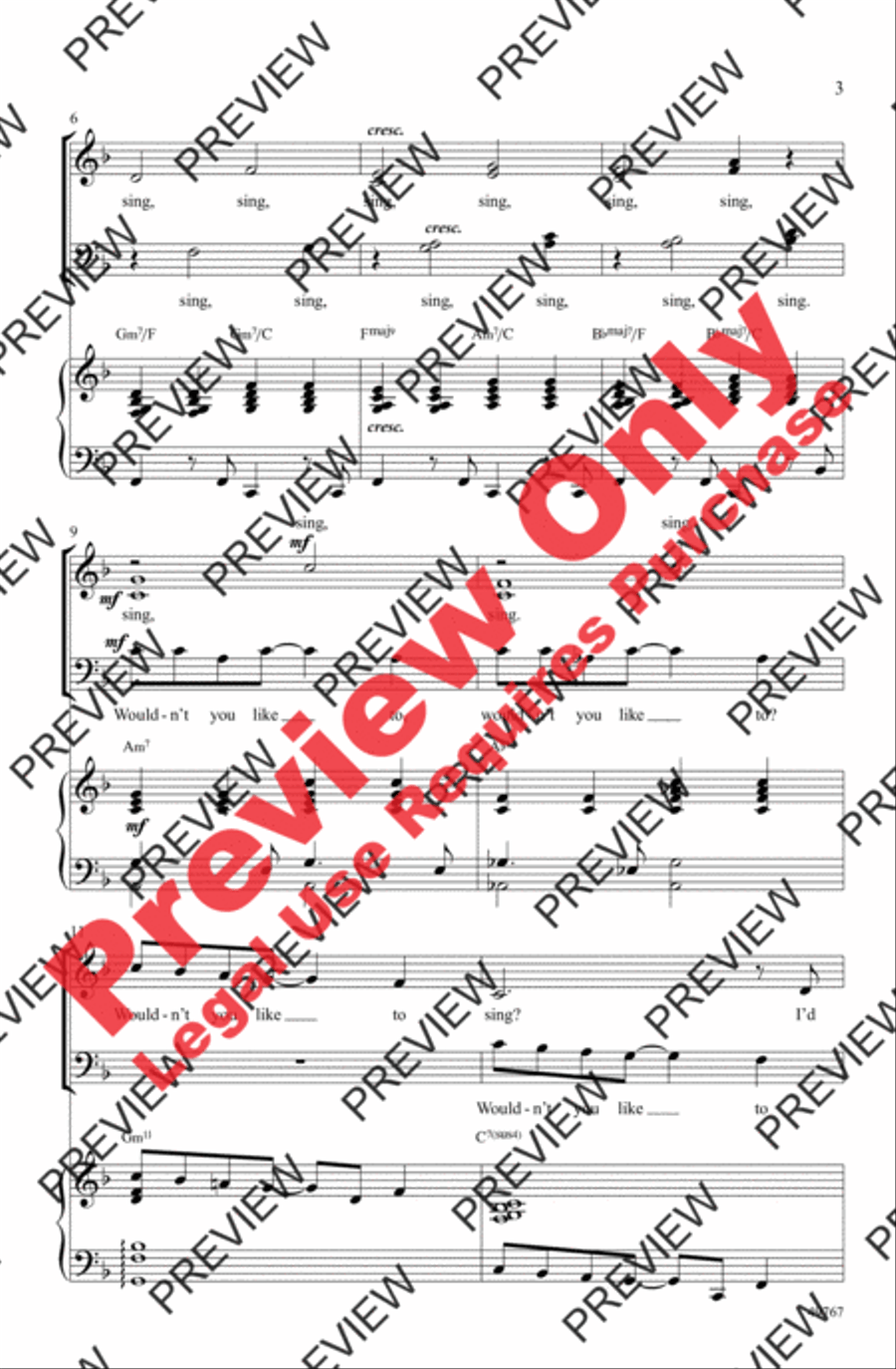 I'd Like to Teach the World to Sing 4-Part scores gallery preview page 3