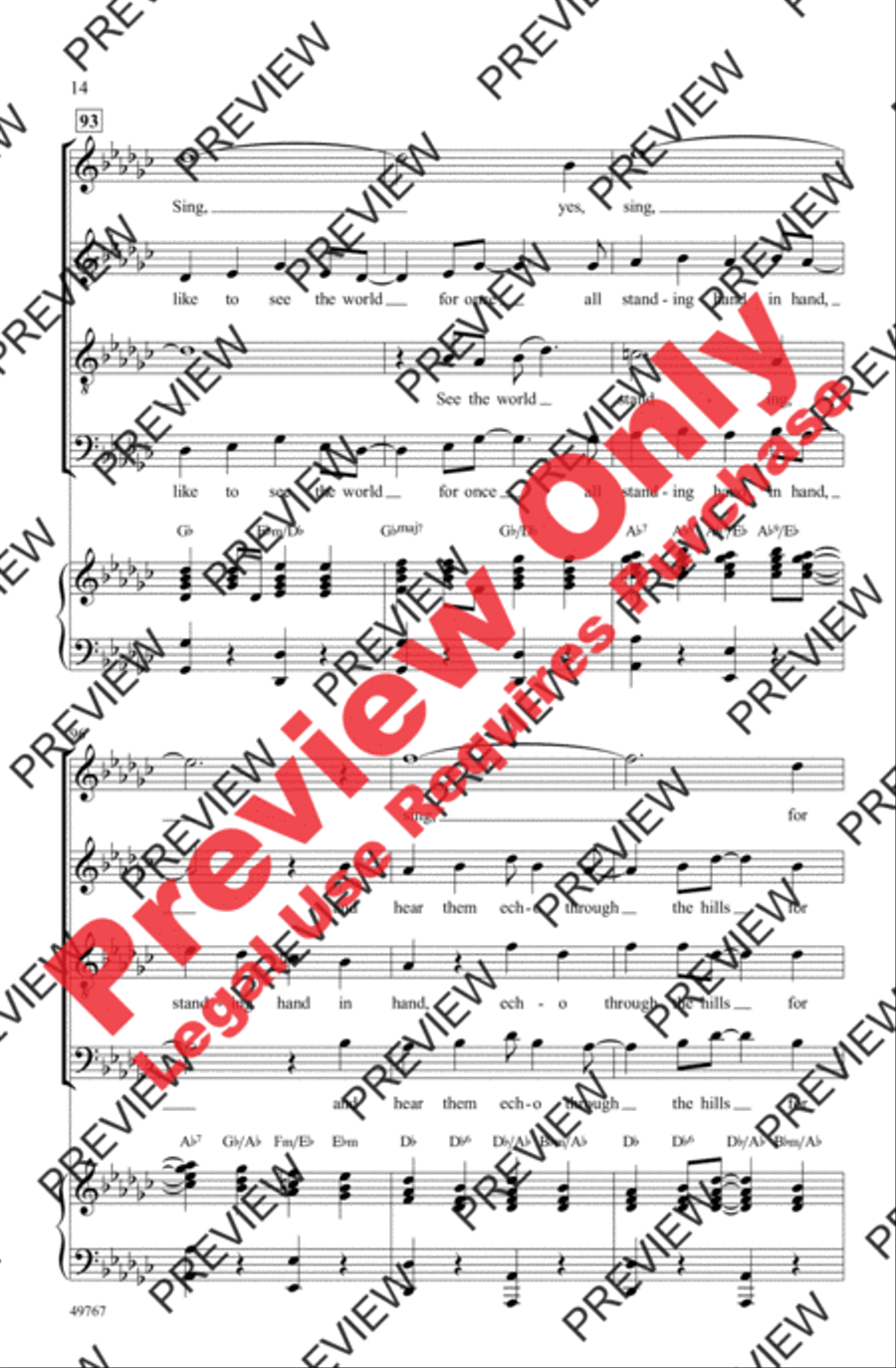 I'd Like to Teach the World to Sing 4-Part scores gallery preview page 14