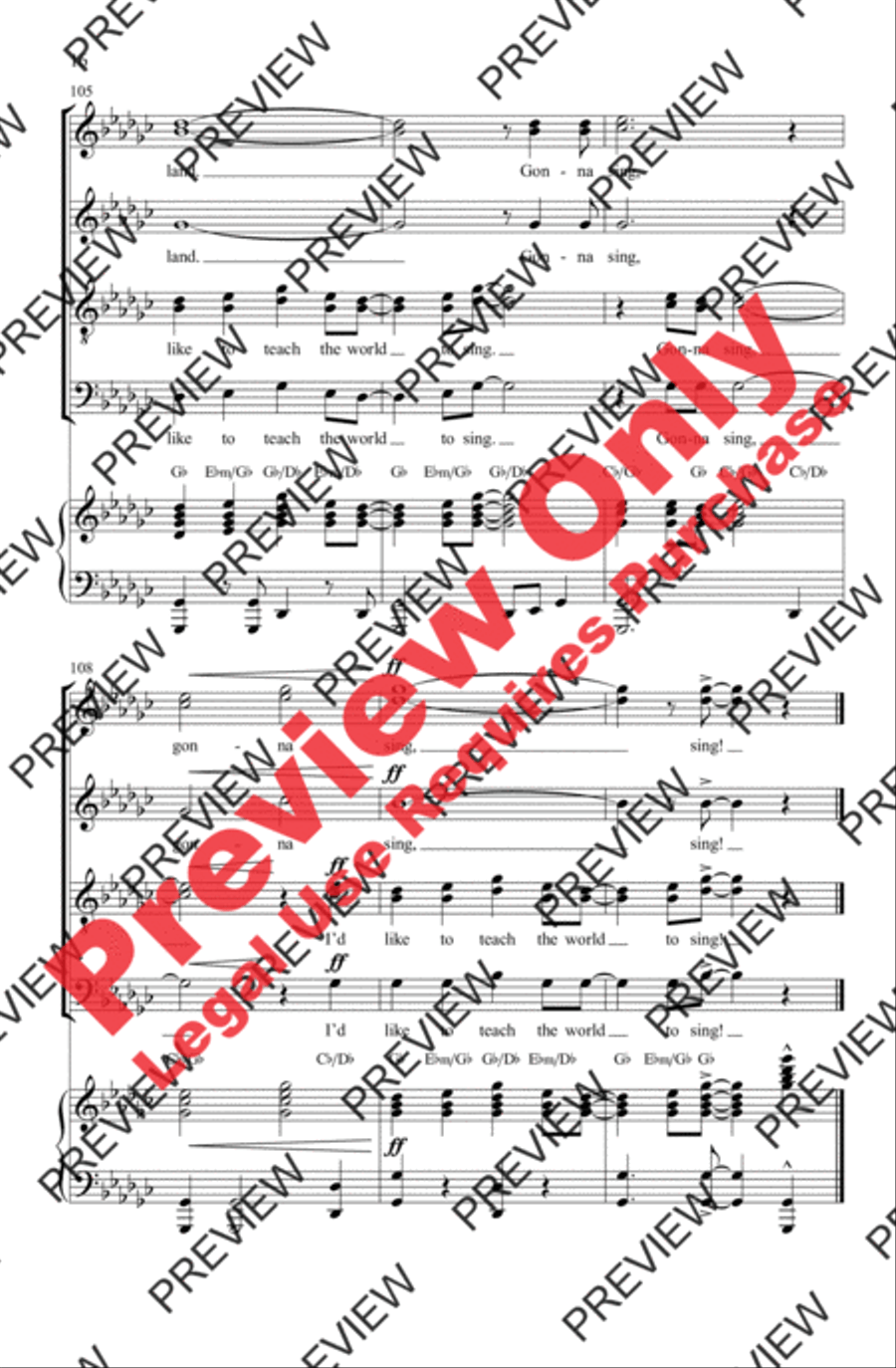 I'd Like to Teach the World to Sing 4-Part scores gallery preview page 16