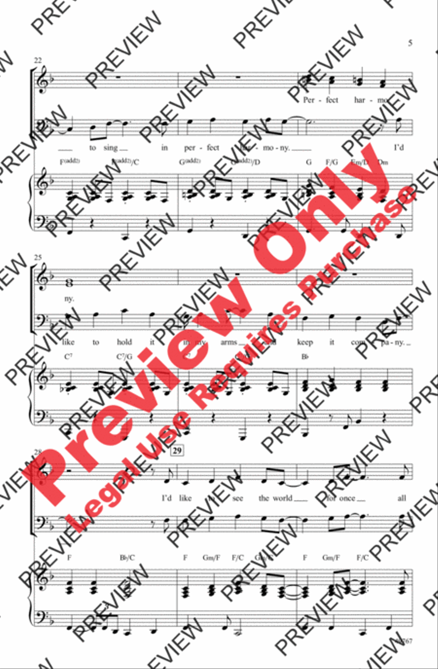 I'd Like to Teach the World to Sing 4-Part scores gallery preview page 5