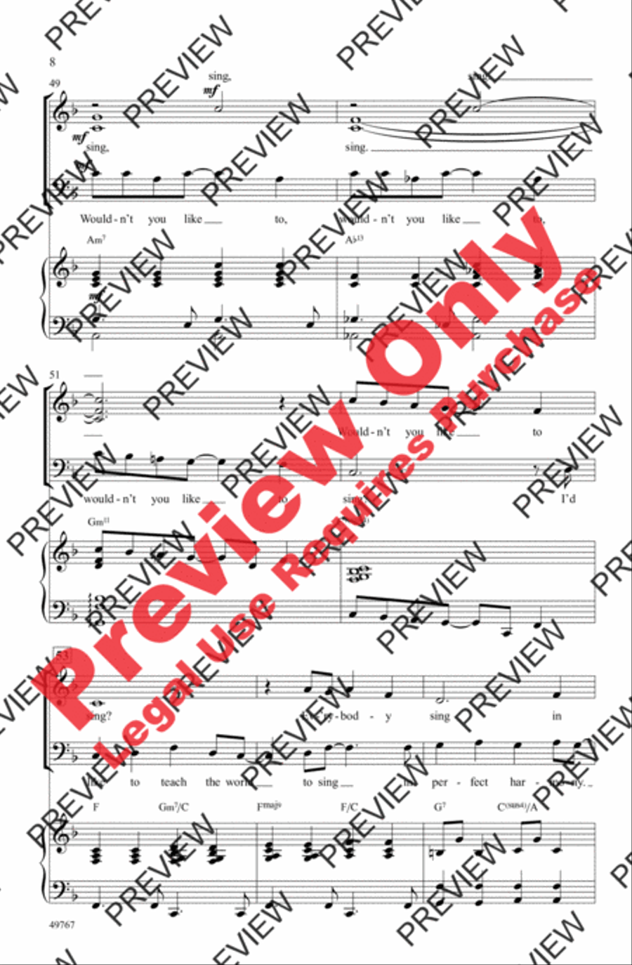I'd Like to Teach the World to Sing 4-Part scores gallery preview page 8