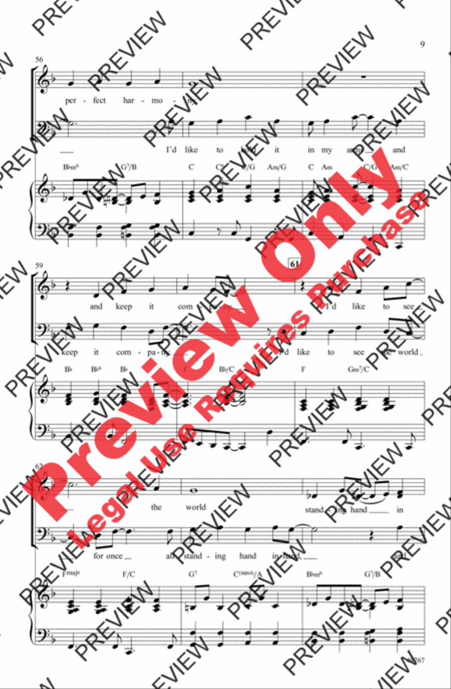 I'd Like to Teach the World to Sing 4-Part scores gallery preview page 9