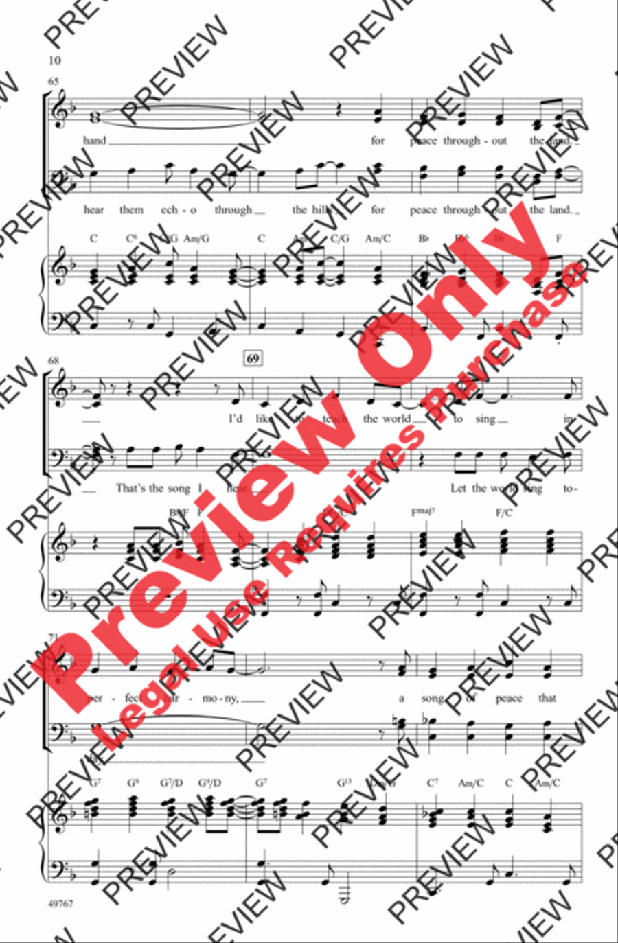 I'd Like to Teach the World to Sing 4-Part scores gallery preview page 10