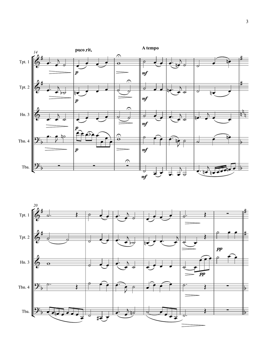 Nearer My God To Thee (Titanic) for Brass Quintet Brass Quintet scores gallery preview page 3