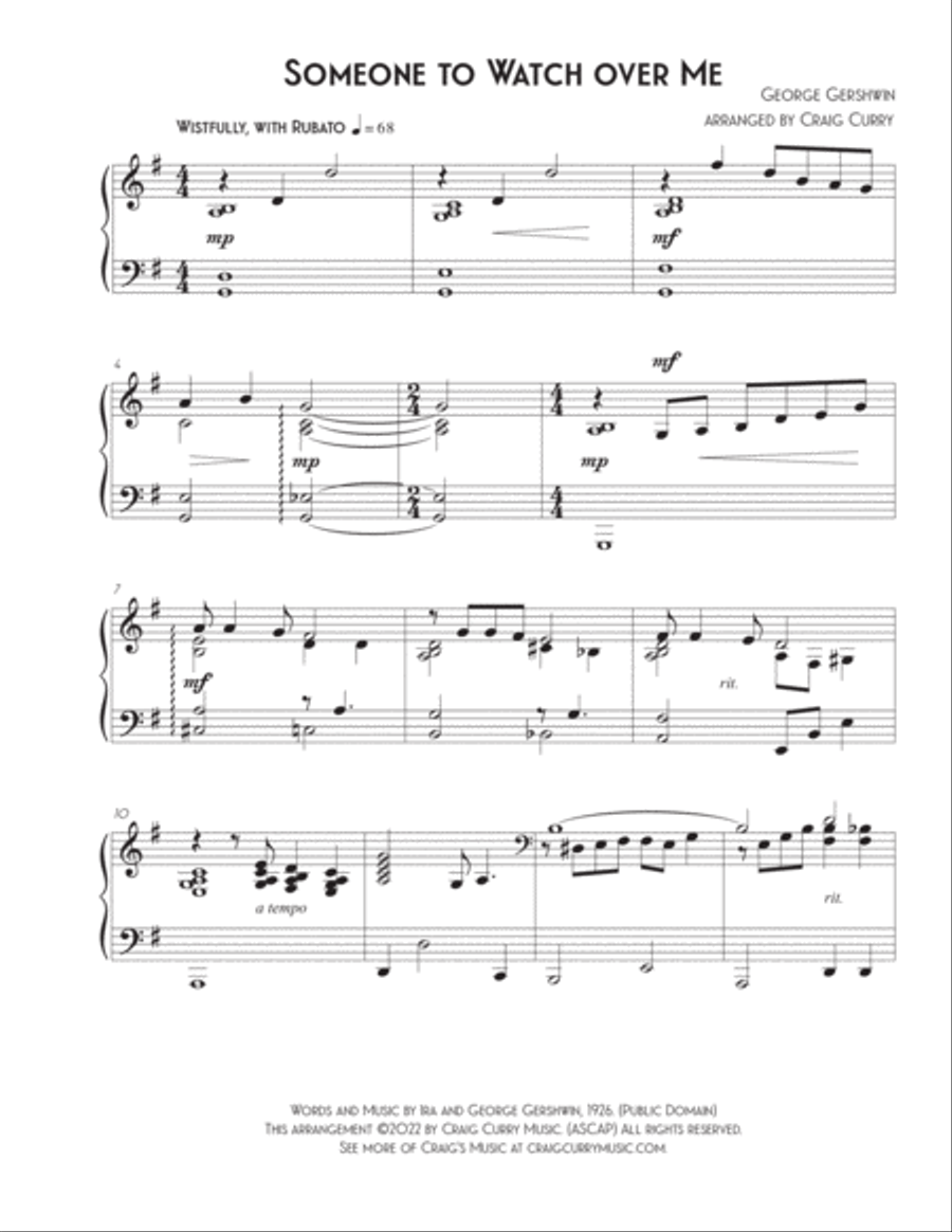 Someone to Watch over Me Piano Solo scores gallery preview page 2