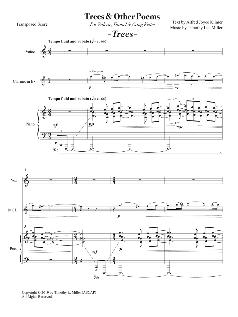 Trees & Other Poems Piano, Vocal scores gallery preview page 5