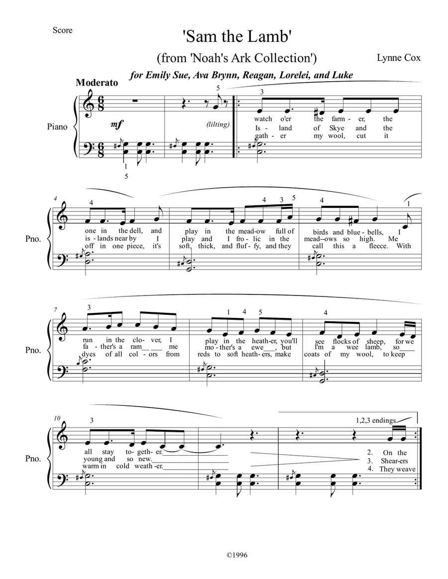 Sam the Lamb 3-Part scores gallery preview page 2