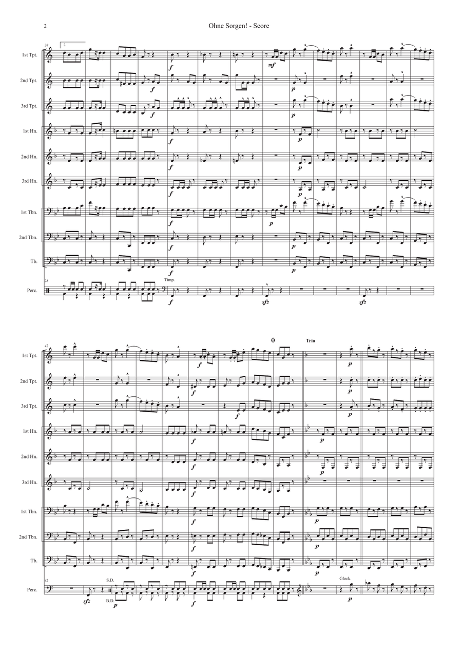 Ohne Sorgen! (Without Worries) Polka fast Op. 271 for brass ensemble Concert Band scores gallery preview page 3