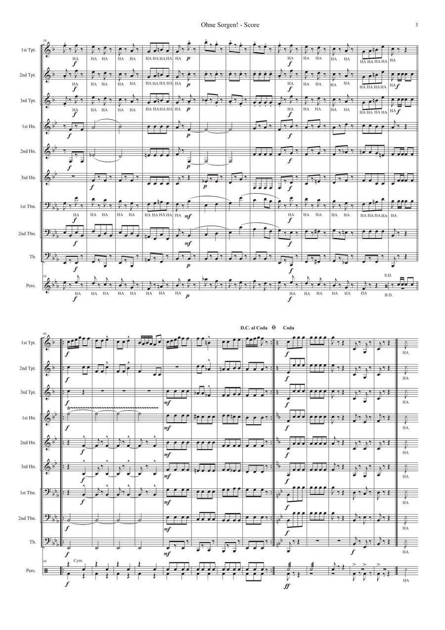 Ohne Sorgen! (Without Worries) Polka fast Op. 271 for brass ensemble Concert Band scores gallery preview page 4