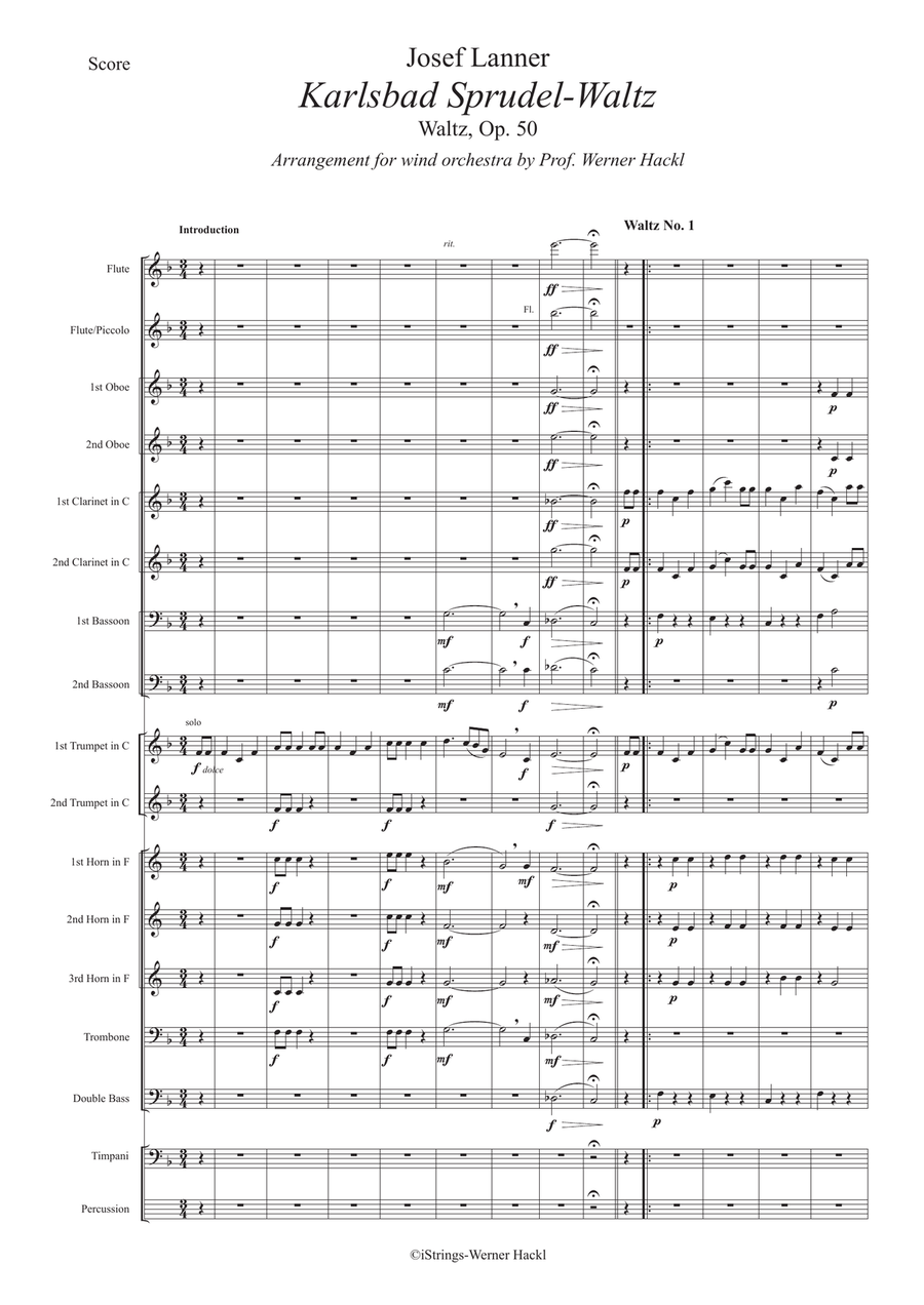 Karlsbad Sprudel-Waltz Op. 50, for wind orchestra Concert Band scores gallery preview page 2