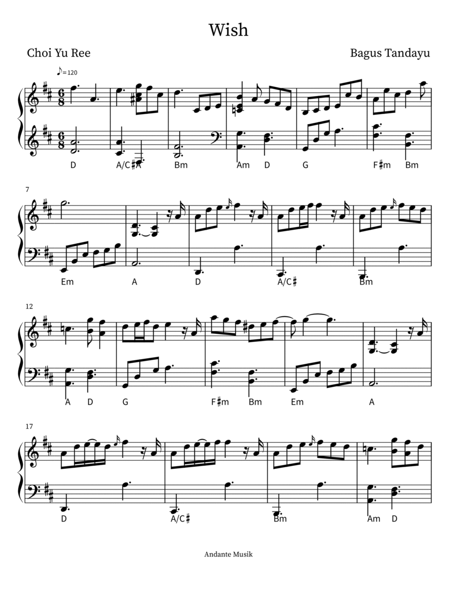 Wish Piano Solo scores gallery preview page 1