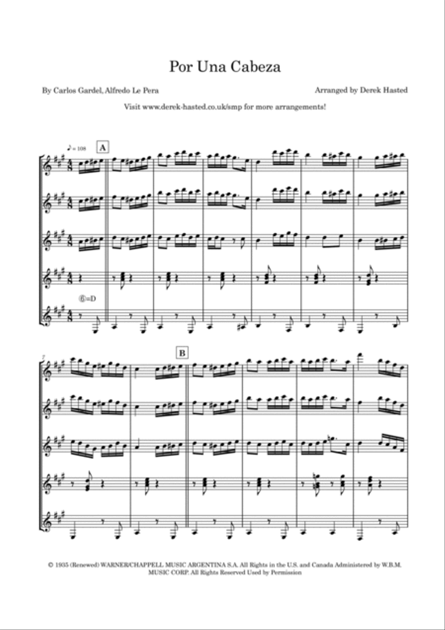 Por Una Cabeza Guitar Ensemble scores gallery preview page 4