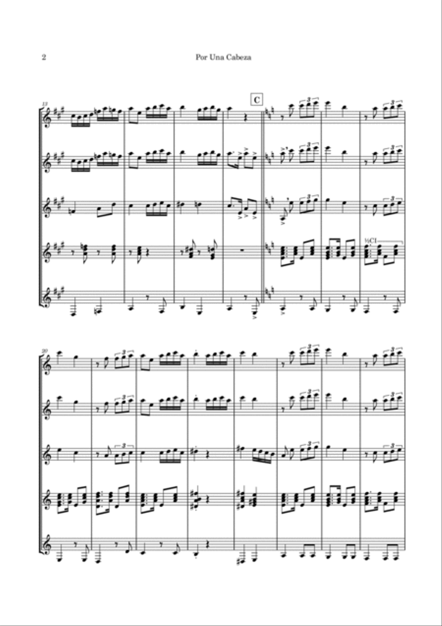 Por Una Cabeza Guitar Ensemble scores gallery preview page 5