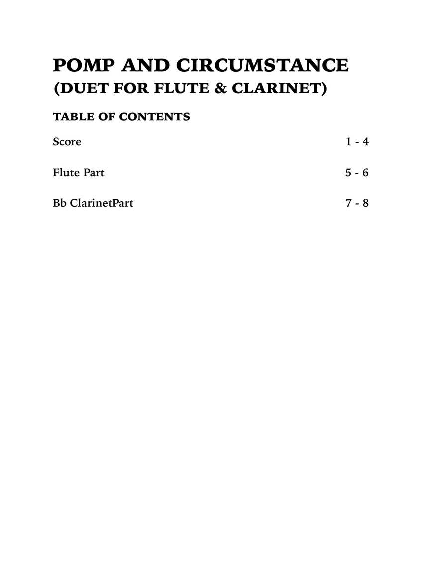 Pomp and Circumstance (Duet for Flute and Clarinet) Woodwind Duet scores gallery preview page 4
