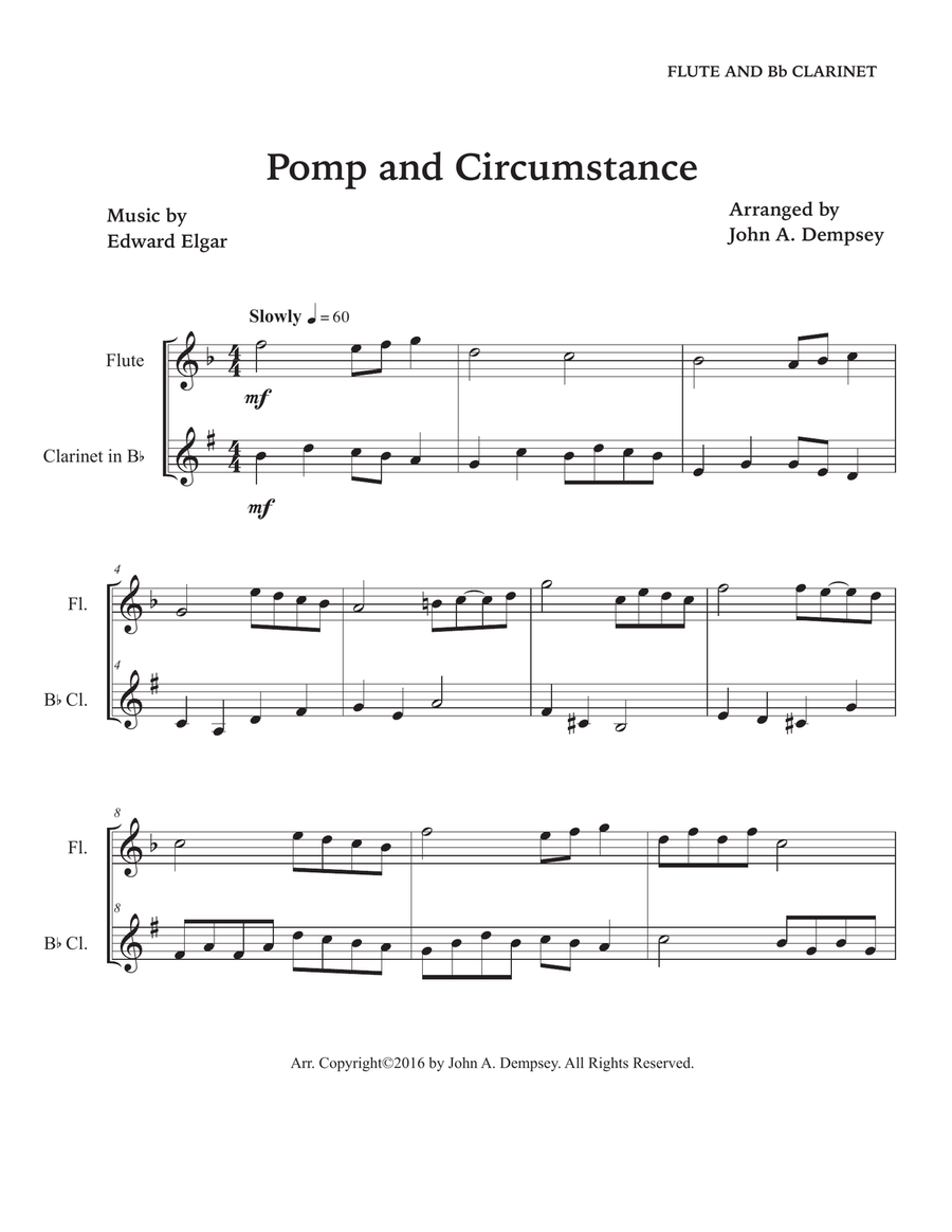 Pomp and Circumstance (Duet for Flute and Clarinet) Woodwind Duet scores gallery preview page 5