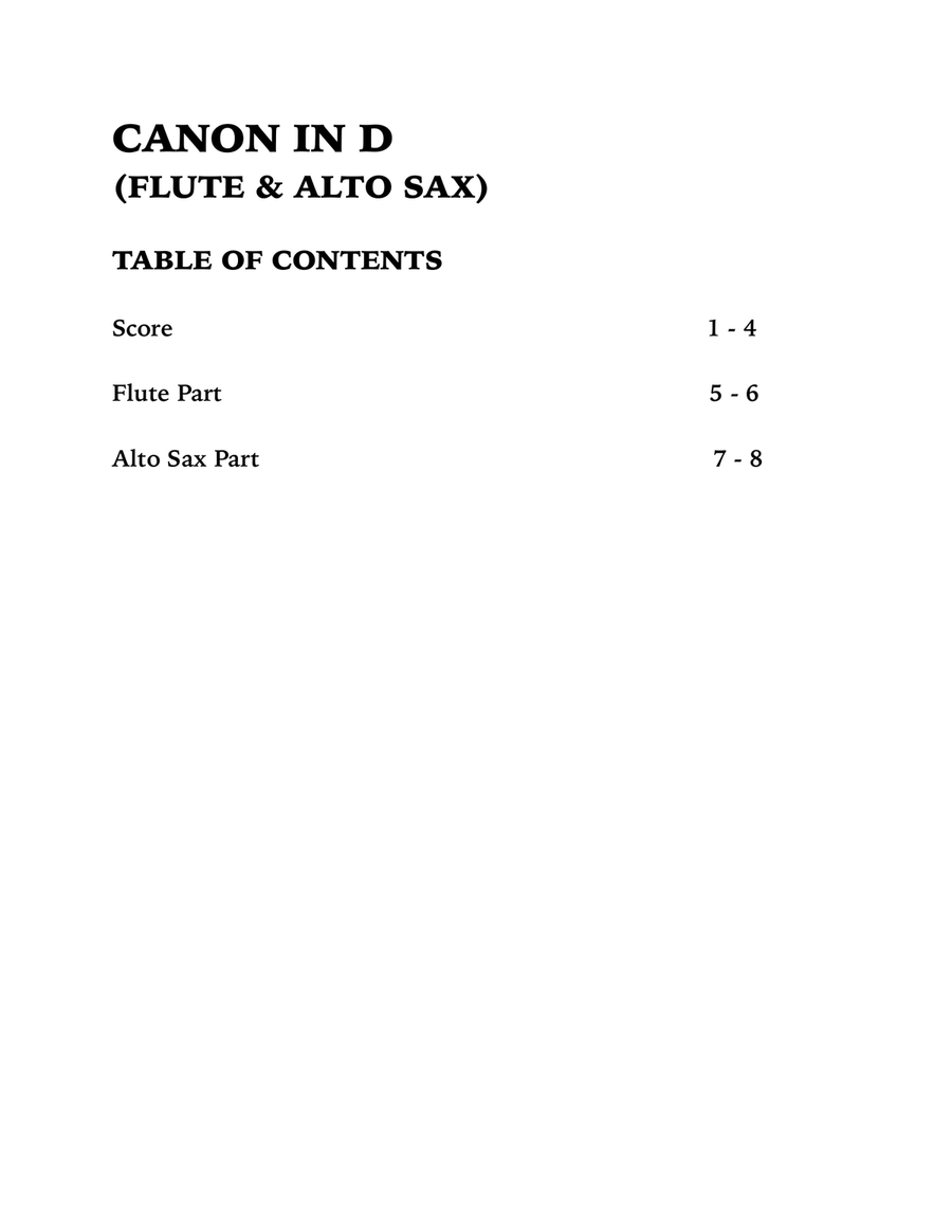 Canon in D (Duet for Flute and Alto Sax) Woodwind Duet scores gallery preview page 4