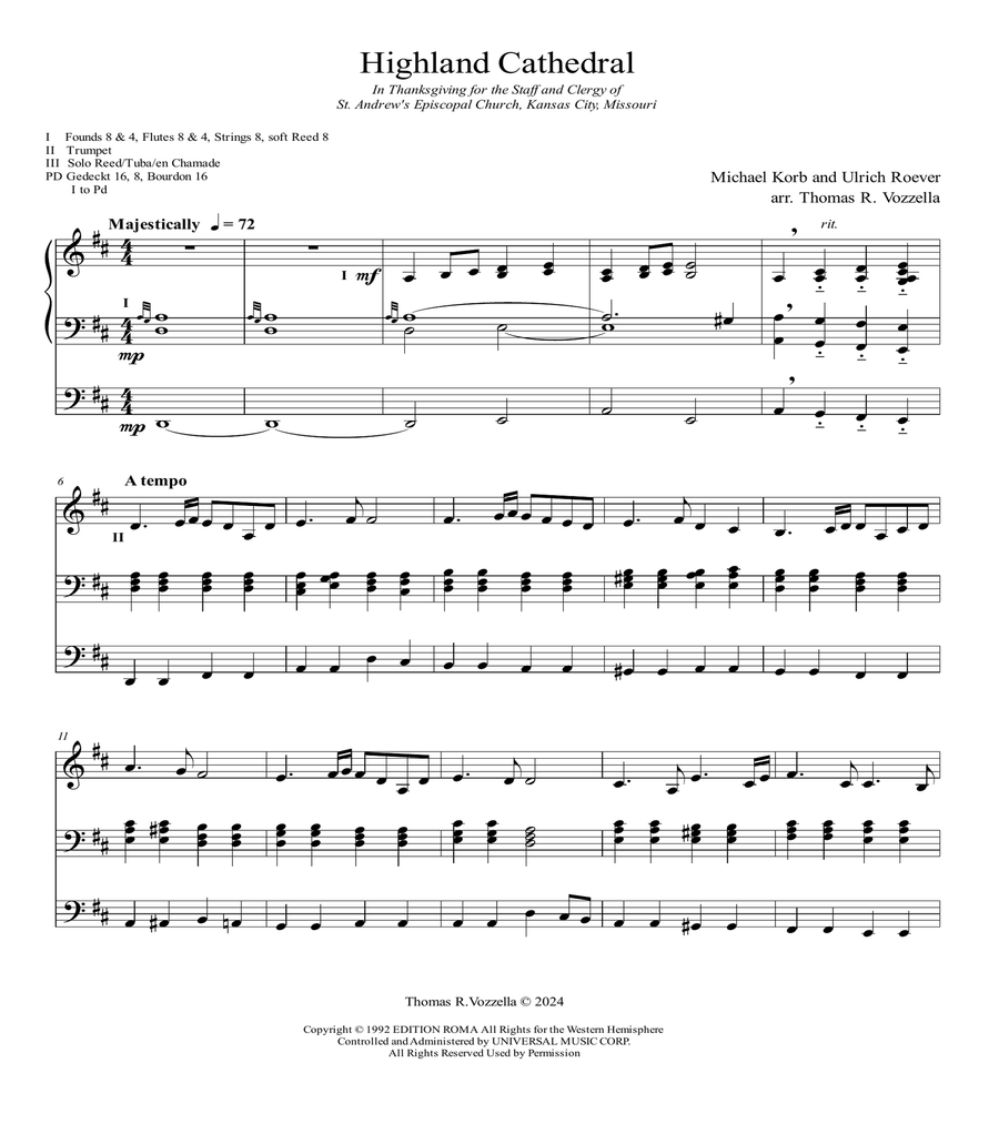 Highland Cathedral Organ Solo scores gallery preview page 2