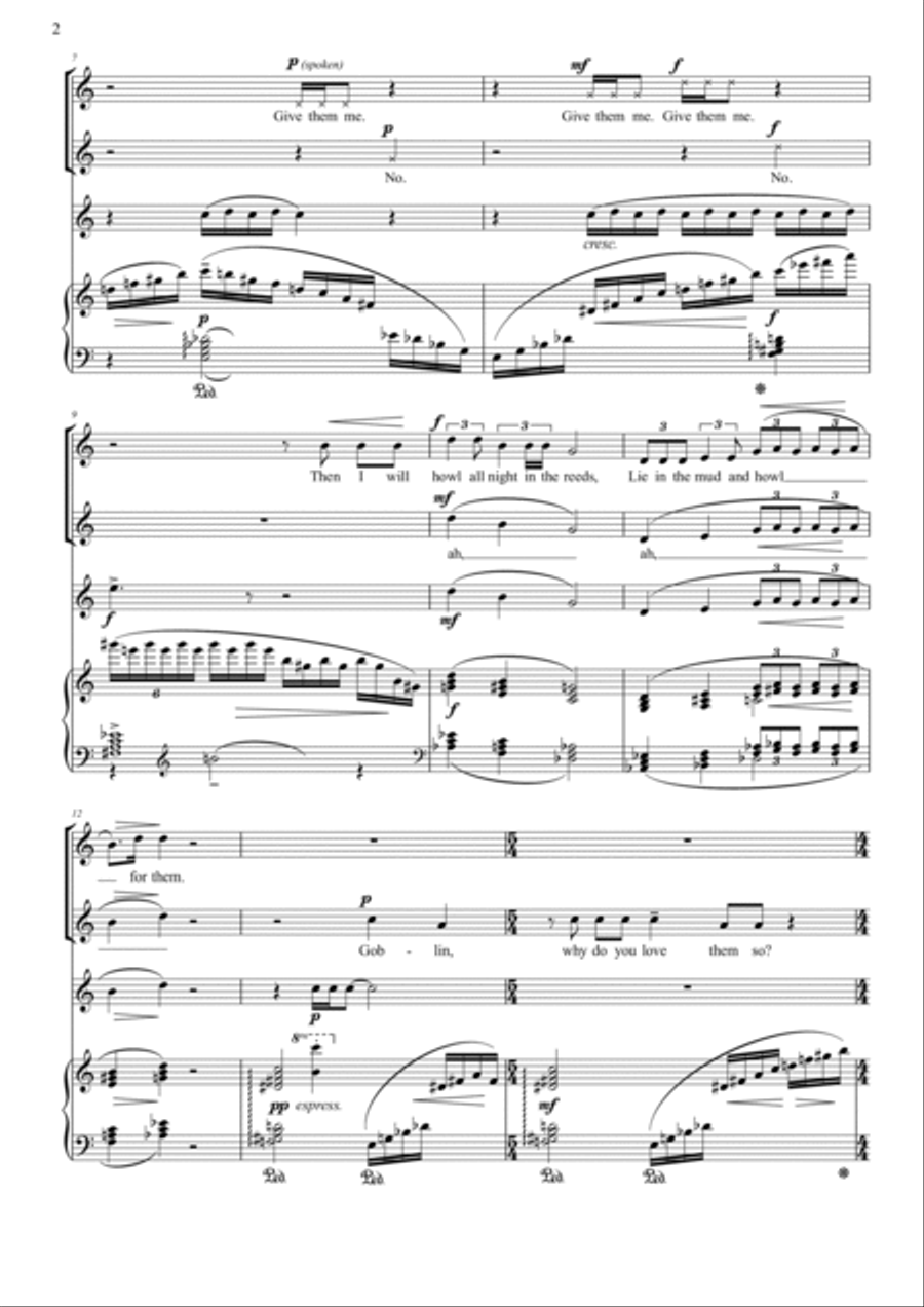Overheard on a Saltmarsh and A Strange Story - two songs for upper voices 2-Part scores gallery preview page 2
