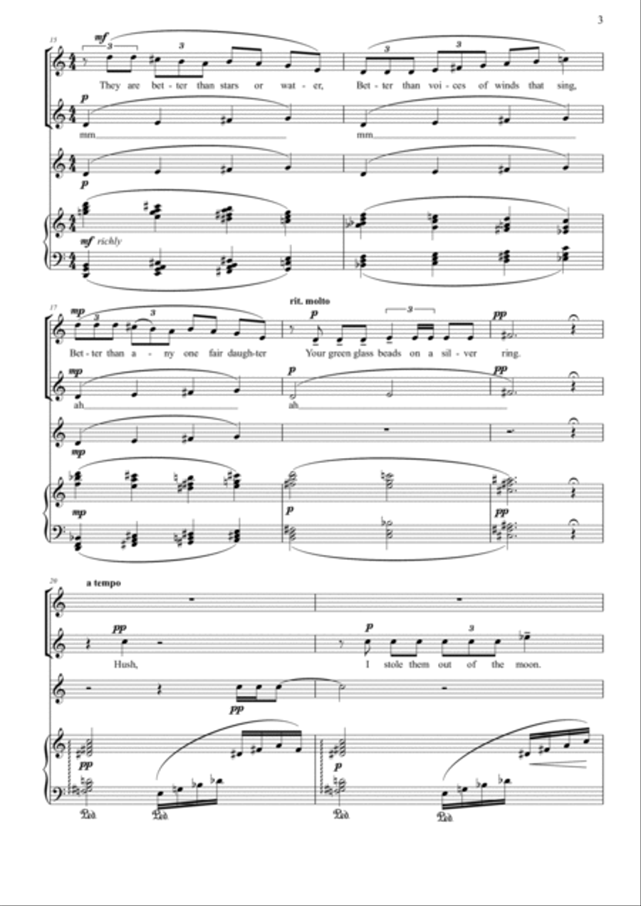 Overheard on a Saltmarsh and A Strange Story - two songs for upper voices 2-Part scores gallery preview page 3
