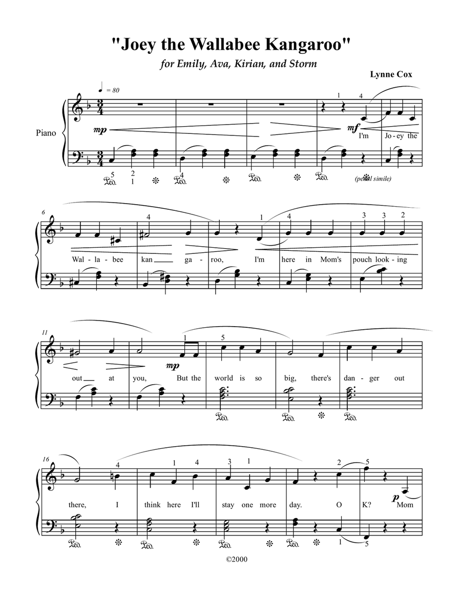 Joey the Wallabee Kangaroo Piano, Vocal scores gallery preview page 2