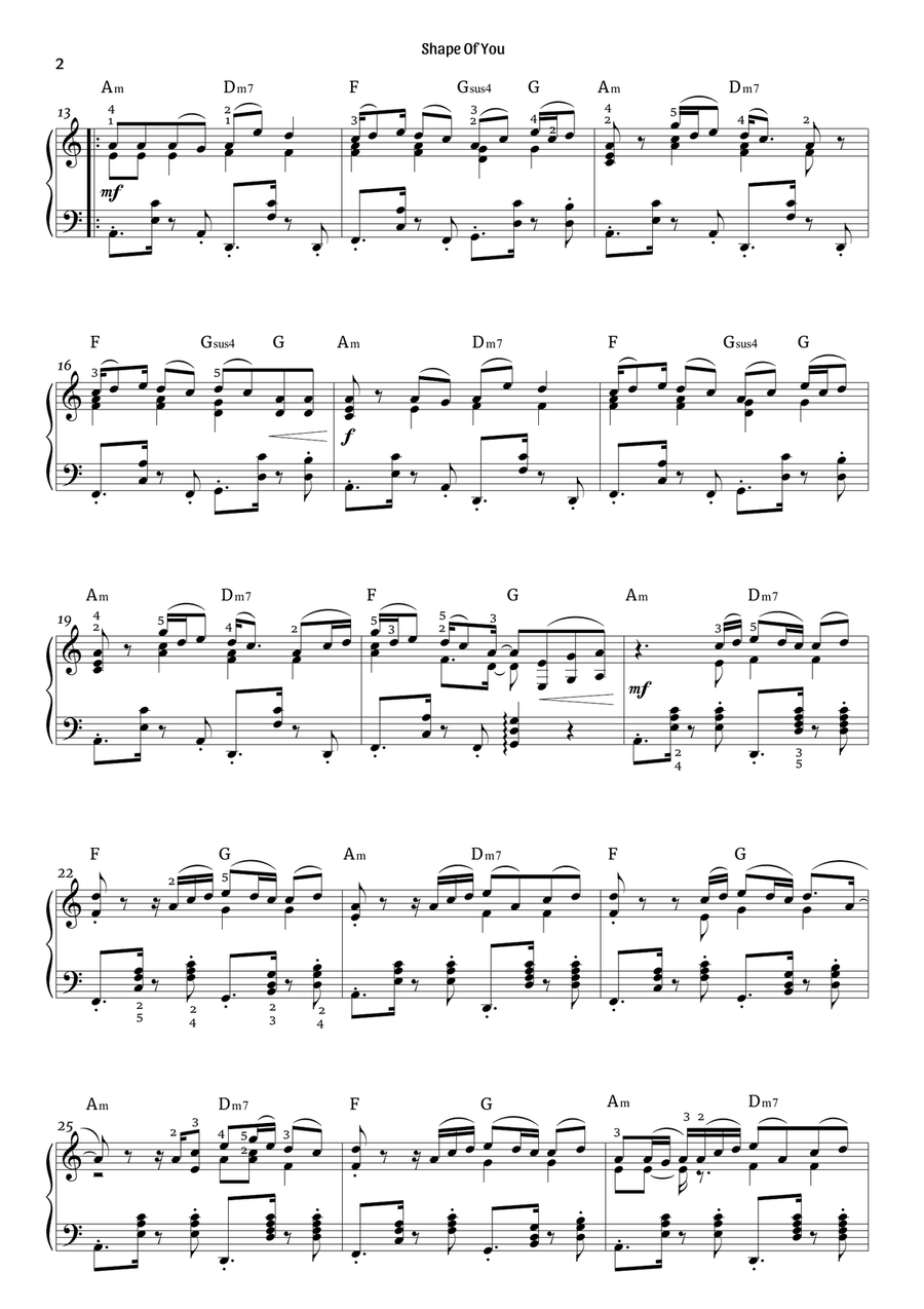 Shape Of You Piano Solo scores gallery preview page 2