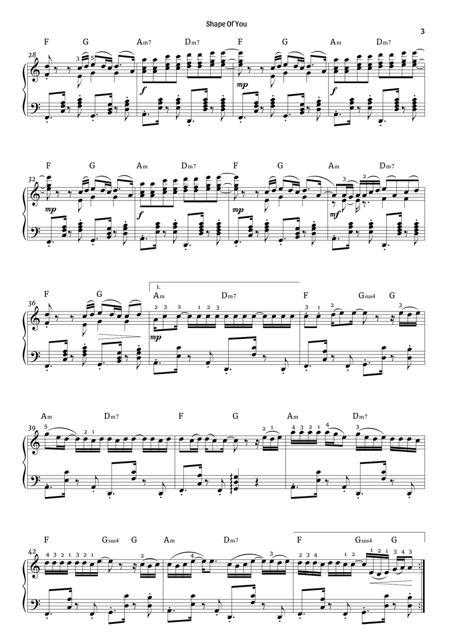 Shape Of You Piano Solo scores gallery preview page 3