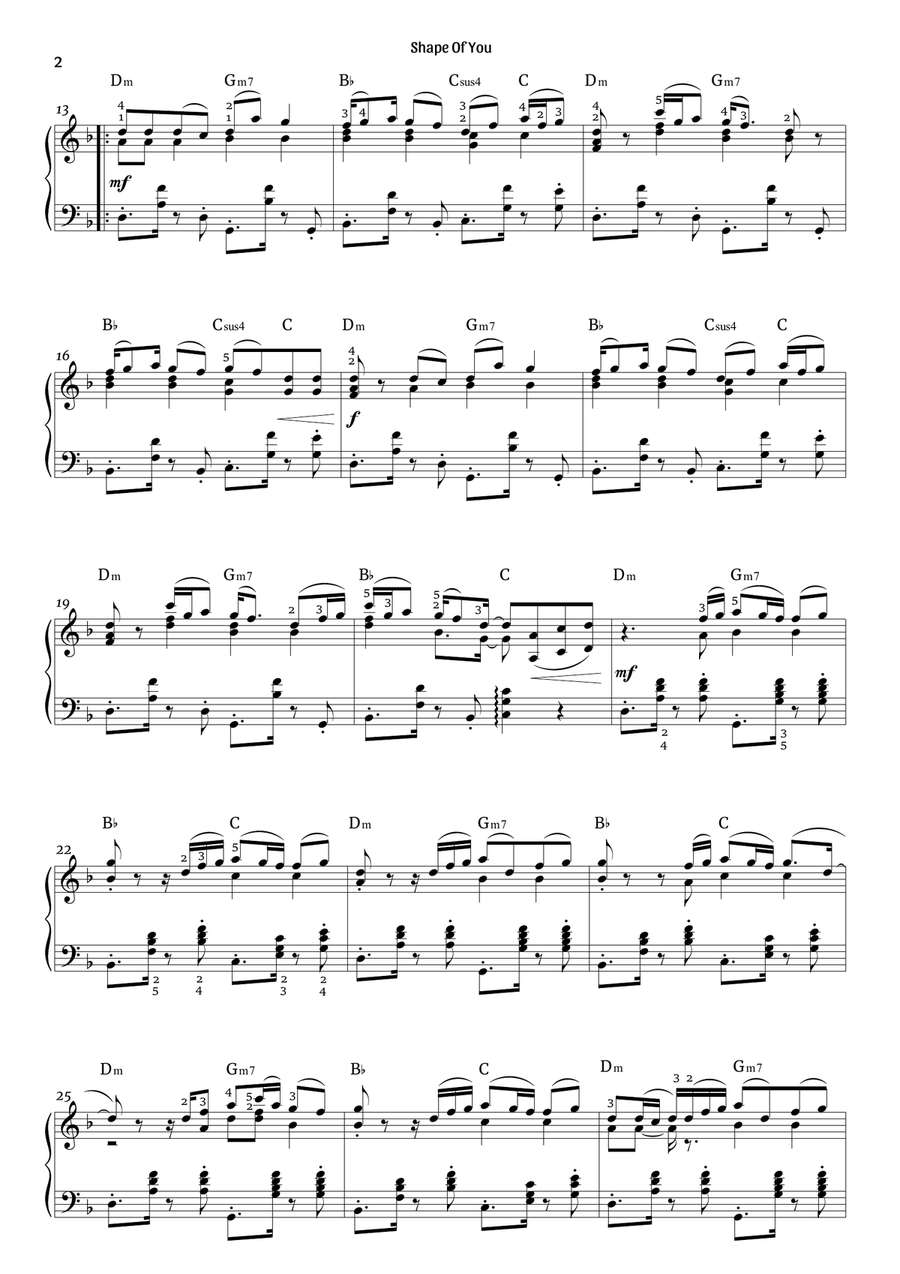 Shape Of You Piano Solo scores gallery preview page 2