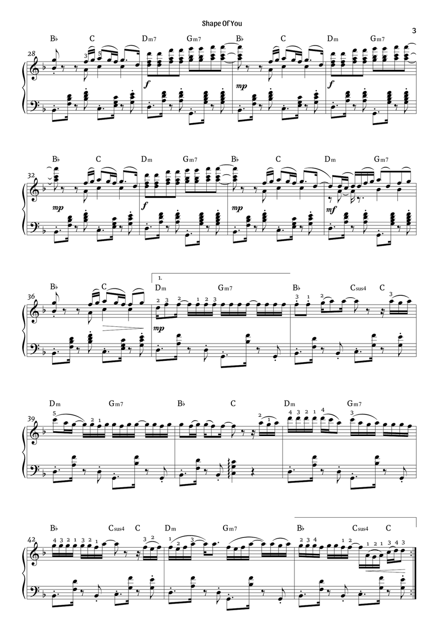 Shape Of You Piano Solo scores gallery preview page 3