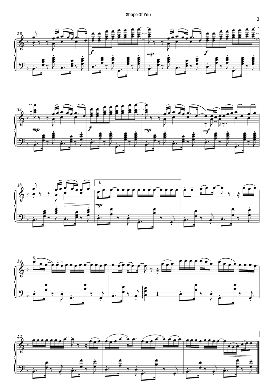 Shape Of You Piano Solo scores gallery preview page 3
