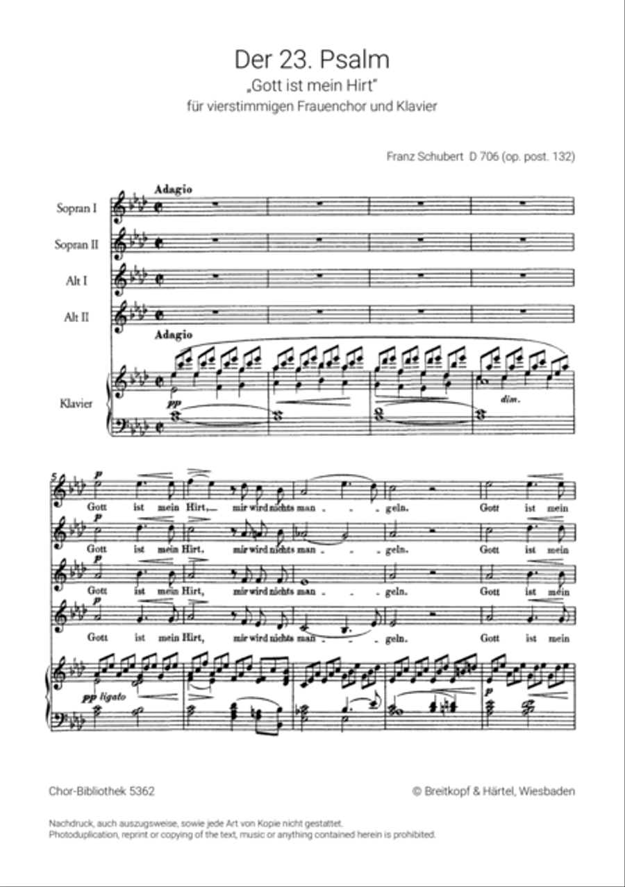Psalm 23 D 706 [Op. posth. 132] Women's Choir scores gallery preview page 2