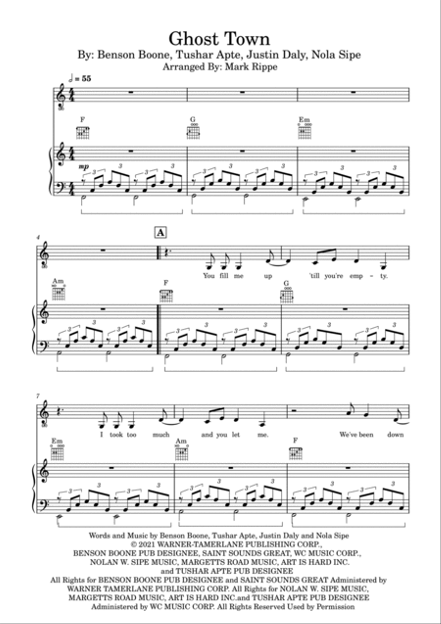 Ghost Town Piano, Vocal, Guitar scores gallery preview page 2