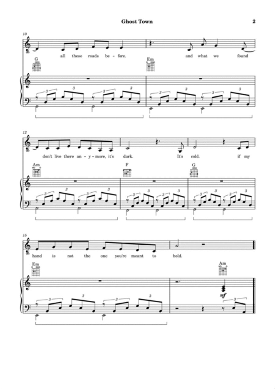 Ghost Town Piano, Vocal, Guitar scores gallery preview page 3