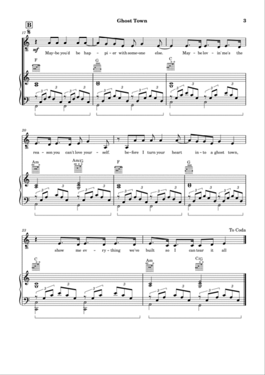 Ghost Town Piano, Vocal, Guitar scores gallery preview page 4