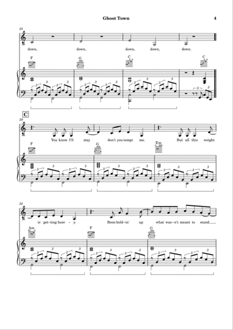 Ghost Town Piano, Vocal, Guitar scores gallery preview page 5