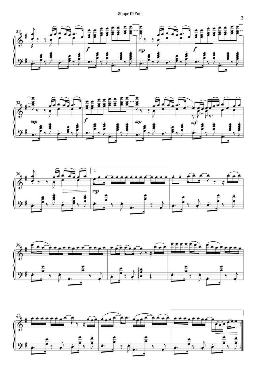 Shape Of You Piano Solo scores gallery preview page 3