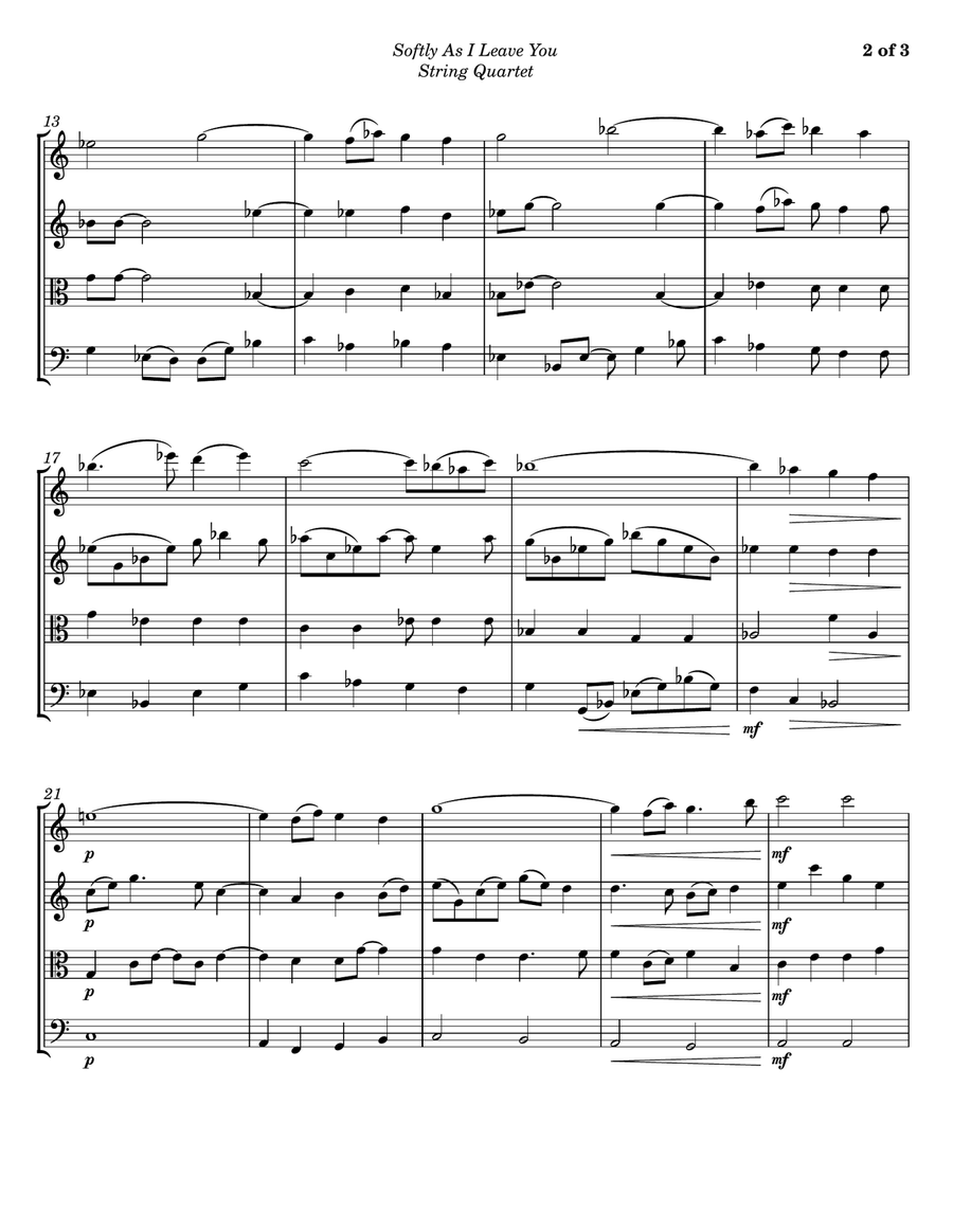 Softly As I Leave You String Quartet scores gallery preview page 2