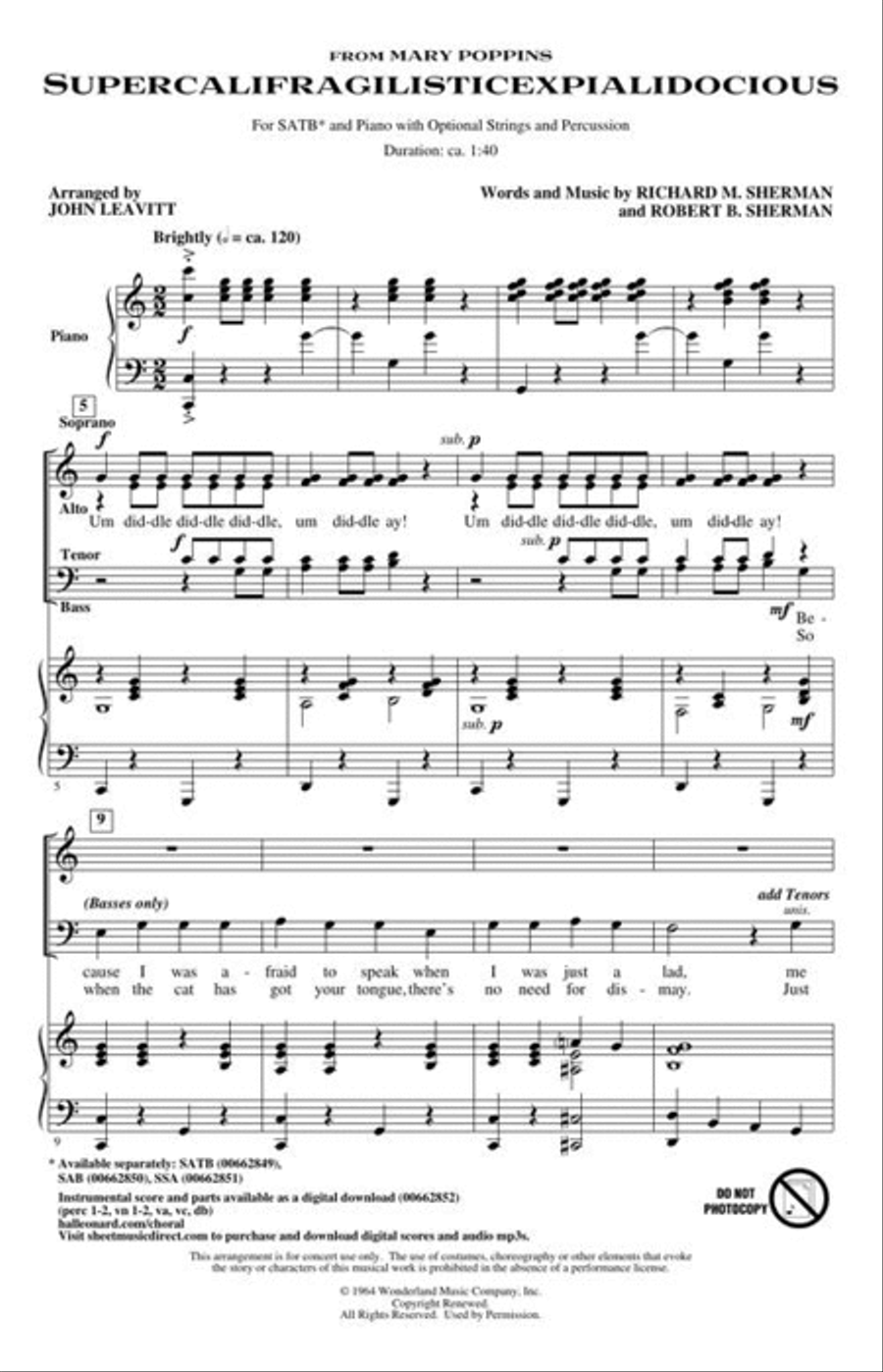 Supercalifragilisticexpialidocious 4-Part scores gallery preview page 3