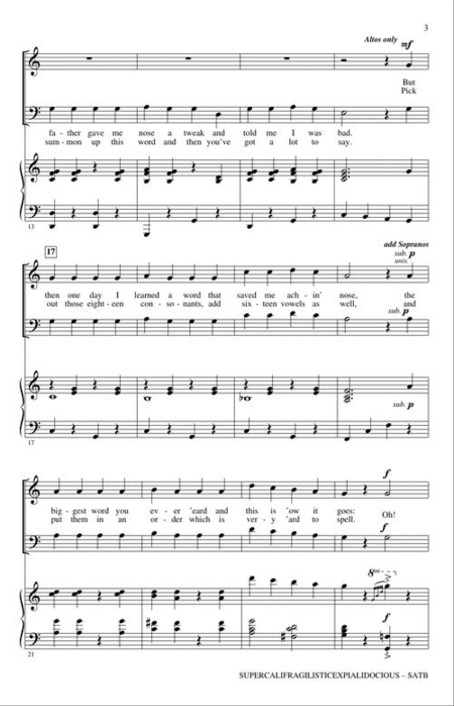 Supercalifragilisticexpialidocious 4-Part scores gallery preview page 4