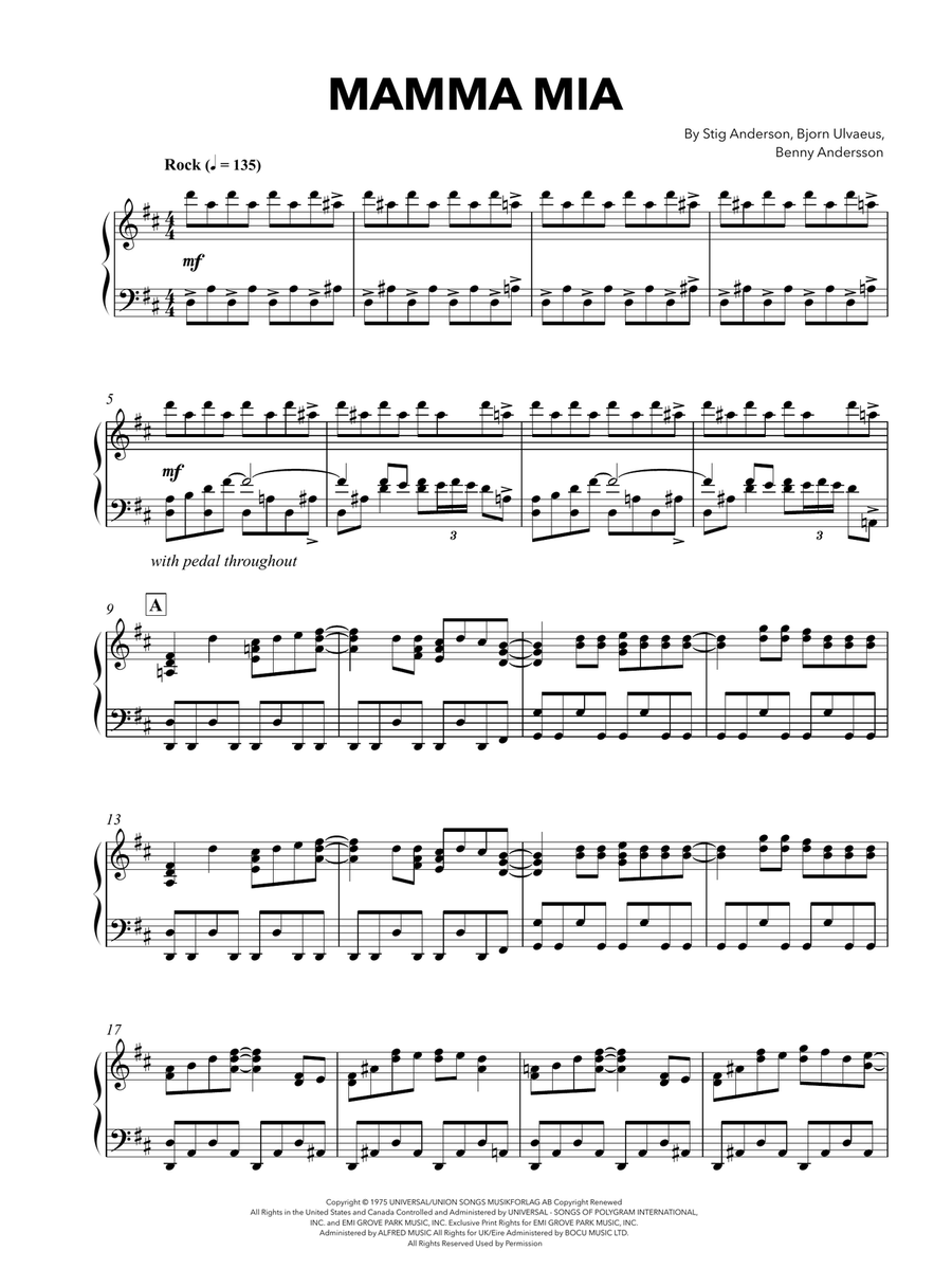 Mamma Mia Mamma Mia Piano Solo scores gallery preview page 2